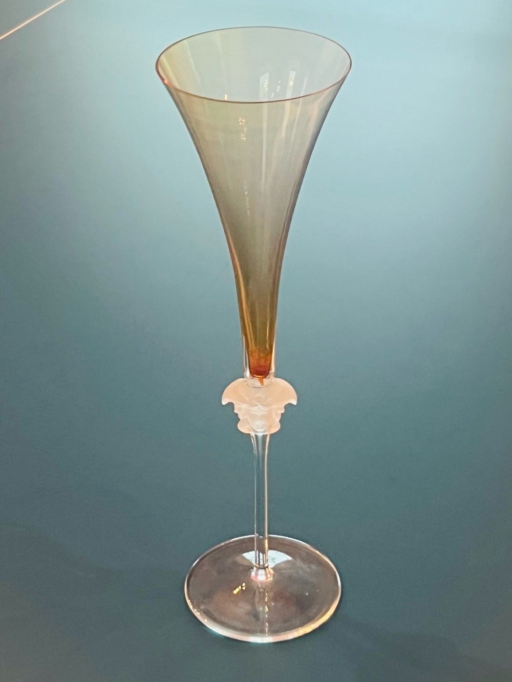 Versace Lumiere Medusa Crystal Amber Glass Champagne Flute